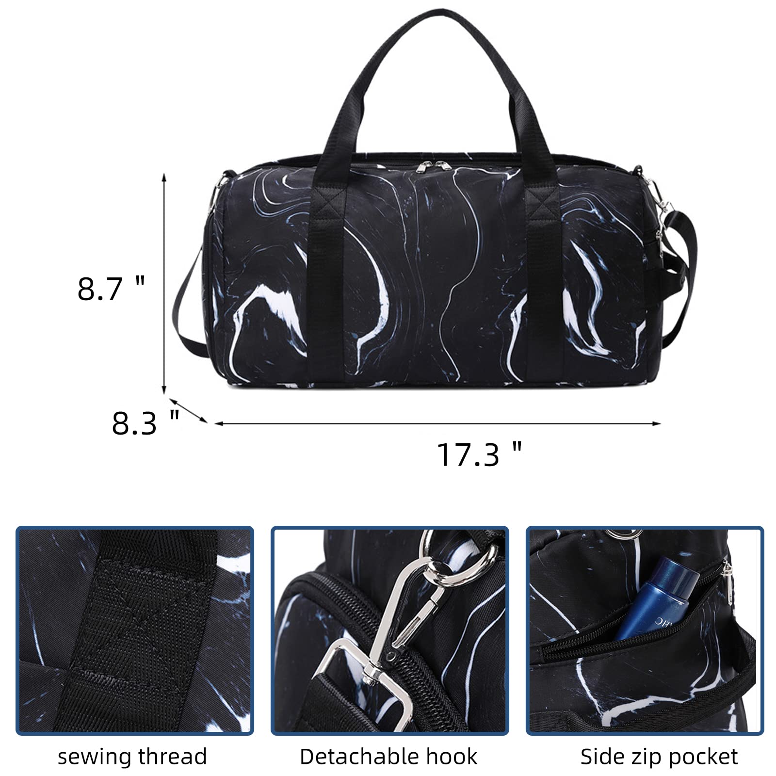Premium Gym Bag for Men & Women - Large Duffle Bag for Travel, Sports, Workout with Separate Wet/Dry Compartment & Shoe Pocket (Black) - Ideal for Gym, Travel, Yoga & Sports Activities