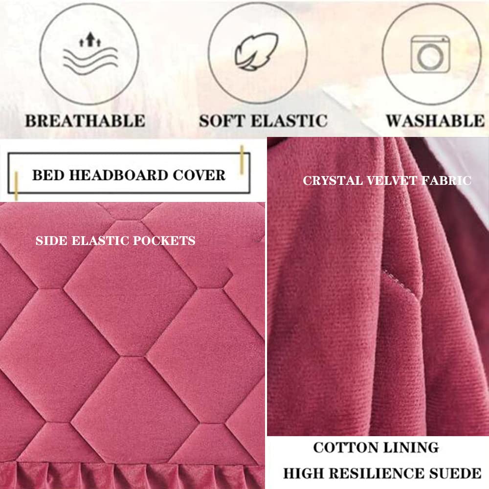 Stretch Dustproof Bed Headboard Cover - Washable Headboard Protector Slipcover for Bedroom (Purple, 90.5