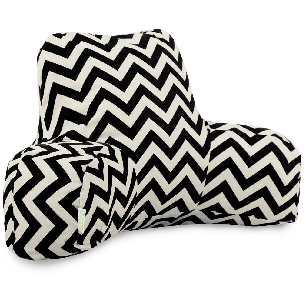 Majestic Home Goods Chevron Reading Pillow - Soft Back Support for Reading in Bed, Sofa or Floor - Black Decorative Throw Pillow for Adults & Kids