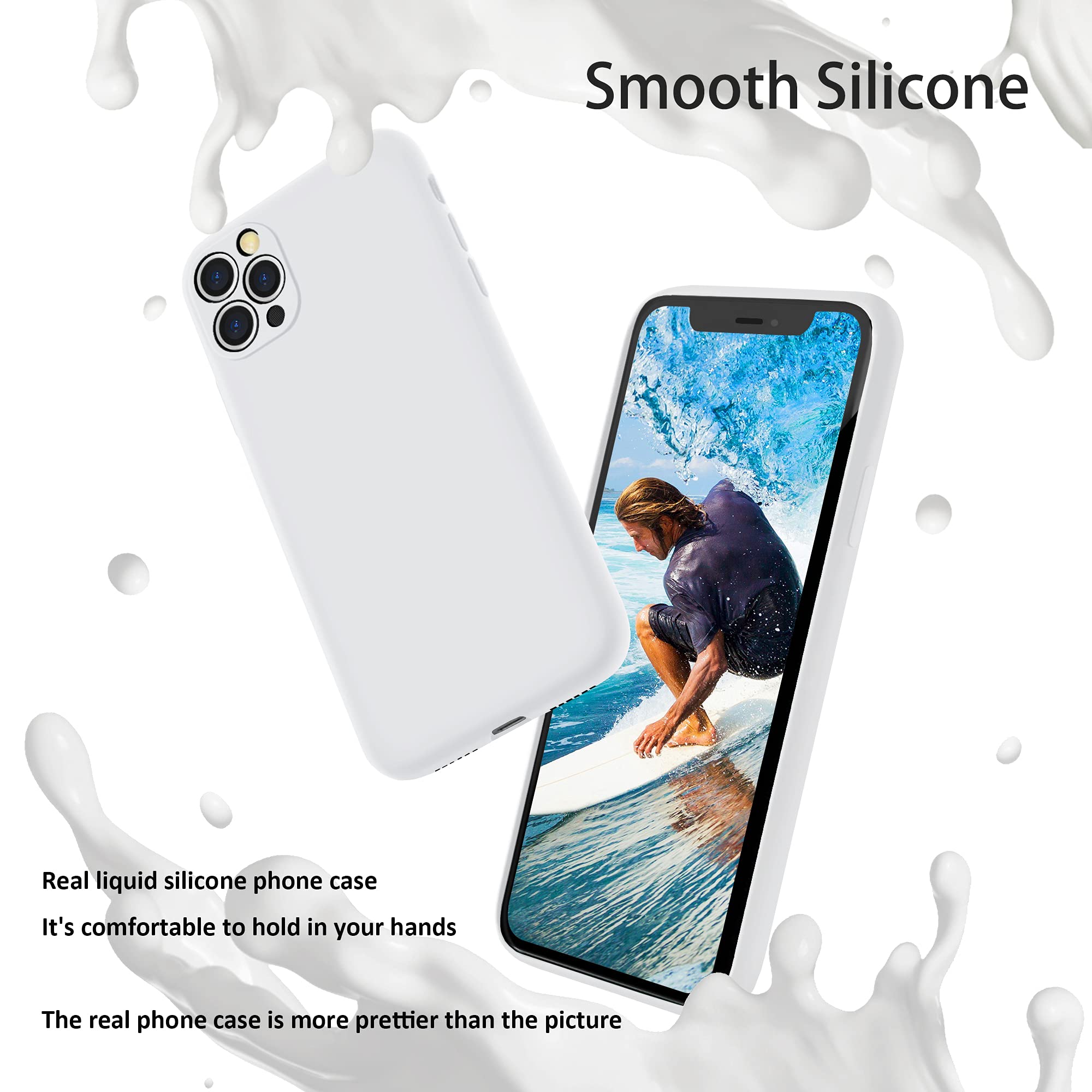 Premium Soft Liquid Silicone Case for iPhone 15 Pro Max (6.7 inch) - Shockproof Full Body Protective Phone Cover with Anti-Slip Grip - Perfect for Daily Use, Travel & Outdoor Activities - White