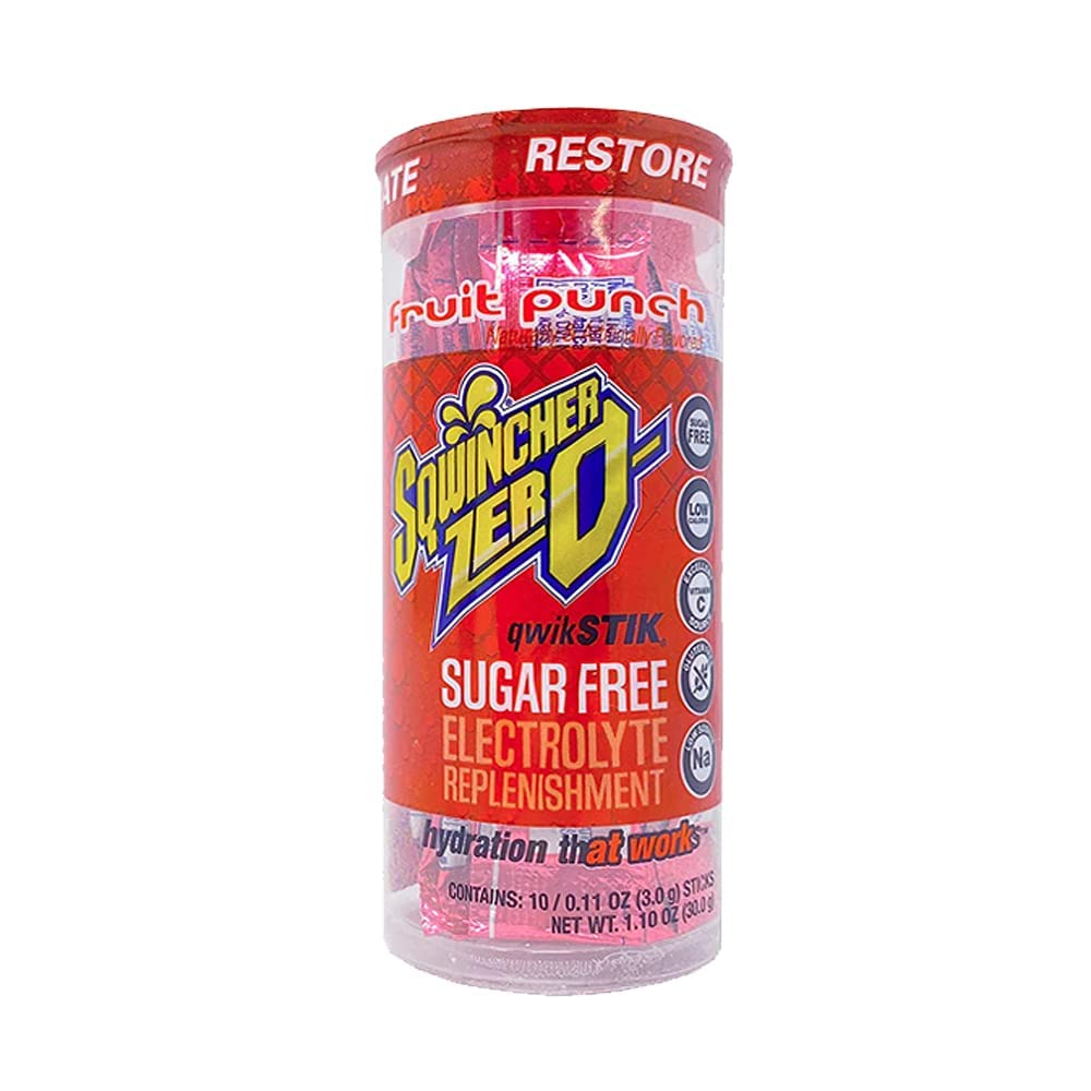 SQWINCHER CORP Qwik Stik Energy Drink Mix - Fruit Punch Flavor (8-10oz Yield) | Portable Powdered Energy Boost for Workouts, Travel & Outdoor Activities