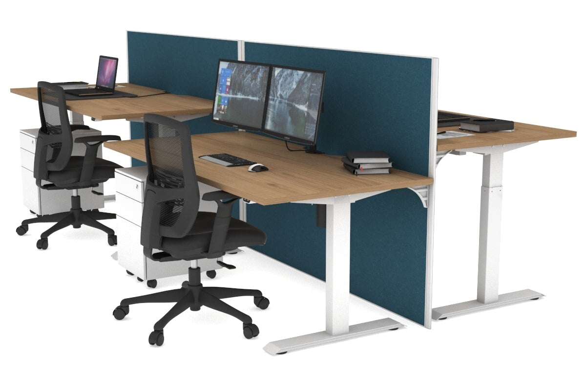 Just Right Height Adjustable 4-Person Workbench | 1400L x 800W Office Desk with Cable Management | Perfect for Team Collaboration & Computer Workstations