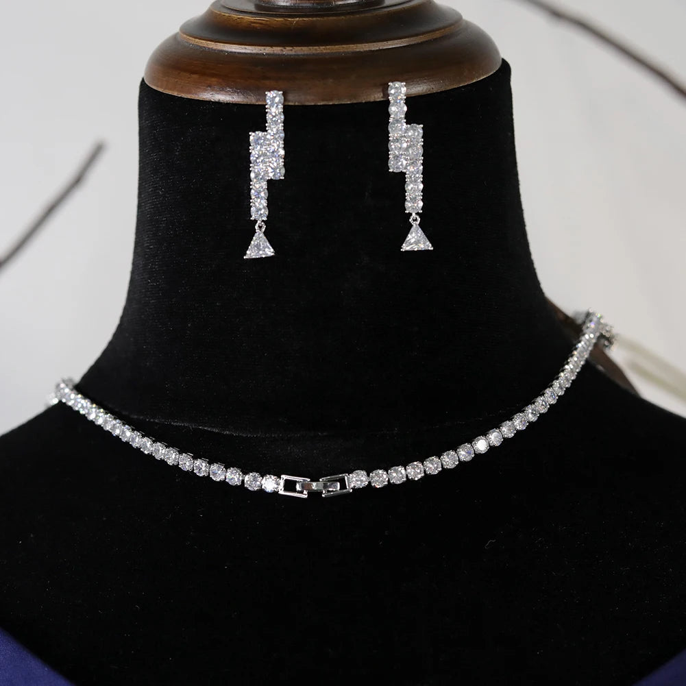 2-Piece Shiny Cubic Zirconia Nigerian Bridal Jewelry Set for Wedding & Party - Perfect for Bridal Shower, Engagement & Special Occasions