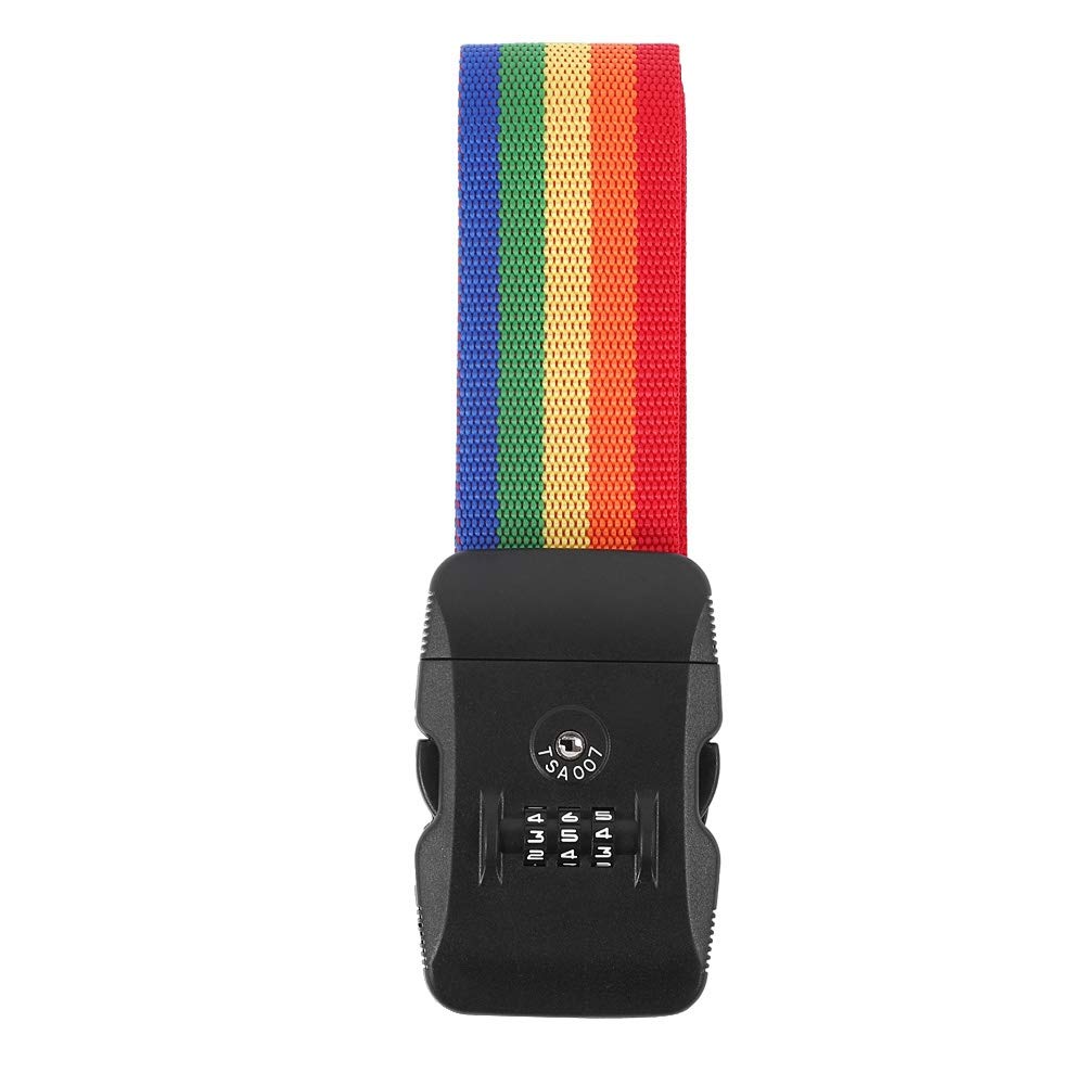 Rainbow Travel Luggage Strap with TSA Approved Combination Lock - Adjustable Suitcase Belt for Secure Packing | Perfect for Air Travel, Vacation Trips & Business Trips