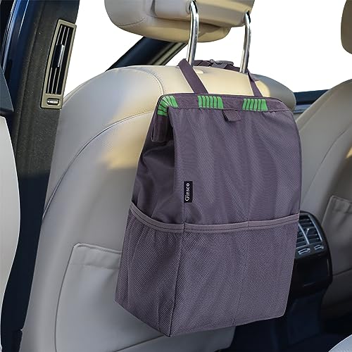 Ginsco 3.5 Gallon Leakproof Car Trash Can with 4 Pockets - Foldable Waterproof Hanging Trash Bag for Cars, SUVs & Camping | Large Capacity Automotive Accessories for Road Trips & Outdoor Adventures