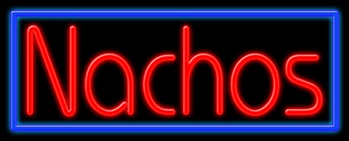 Vintage Nachos Glass Neon Sign #11448 - Handcrafted in USA | Perfect for Bar, Restaurant, and Home Decor