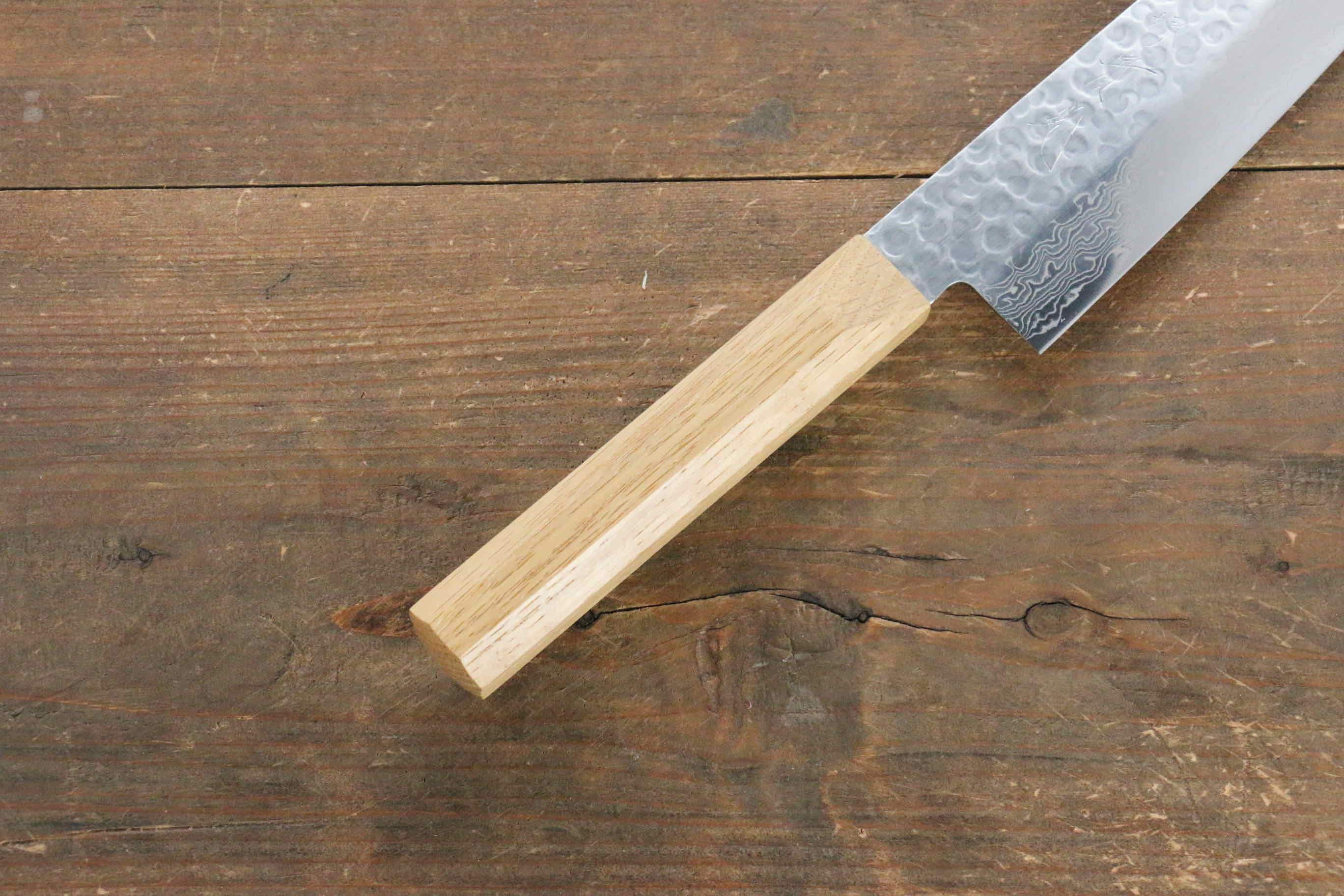 Premium Jikko VG10 17-Layer Damascus Santoku Knife 170mm with Oak Handle - Perfect for Slicing, Dicing & Chopping Vegetables, Fruits & Meat in Professional & Home Kitchens
