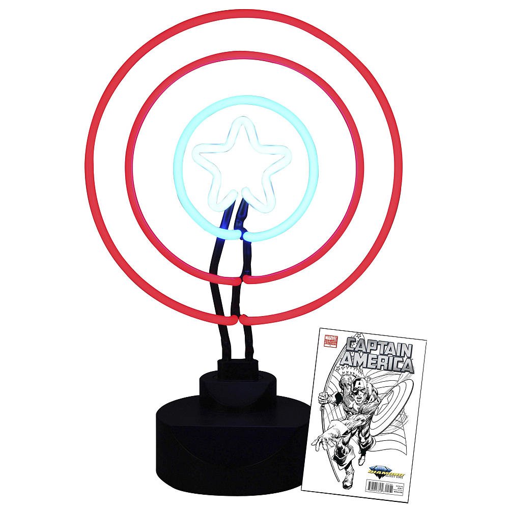 Marvel Captain America Shield Neon Sign - Diamond Select Toys - Superhero Room Decor, Bar Sign, Collectible for Fans - Perfect for Bedroom, Game Room, or Man Cave