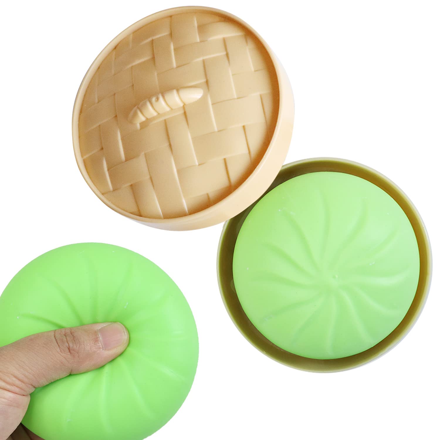 Steamed Dumpling Squeeze Ball - Bao Bun Squishy Stress Relief Fidget Toy for Kids & Adults | Sensory Play, Anxiety Relief, Office Desk Toy (Green)