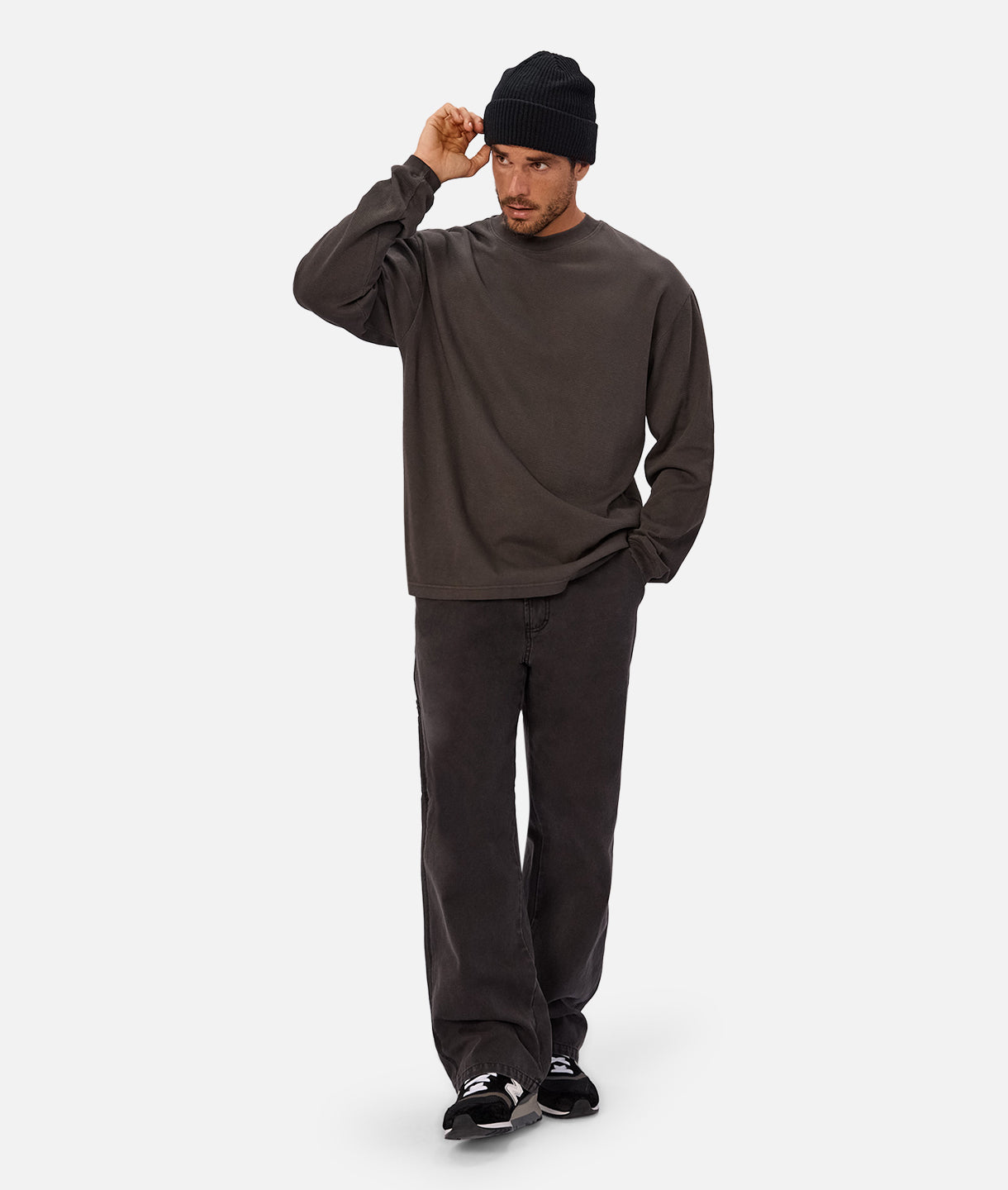 Premium Marlon Long Sleeve T-Shirt for Men - Soft Cotton Comfort Fit in Onyx Black | Ideal for Casual Wear, Layering & Outdoor Activities