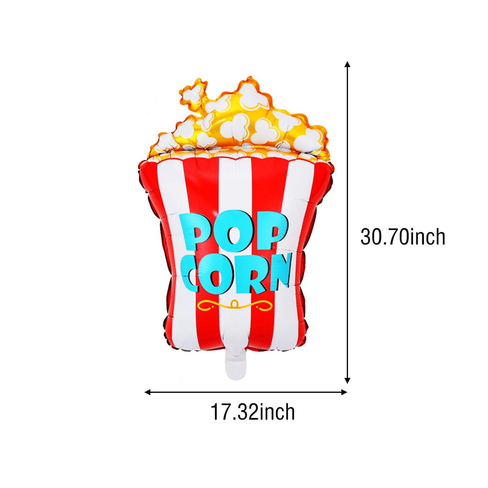 5Pcs Popcorn Foil Balloons for Birthday Party Decorations - Kids Baby Shower, Movie Night Themed Party Supplies - Perfect for Indoor & Outdoor Celebrations