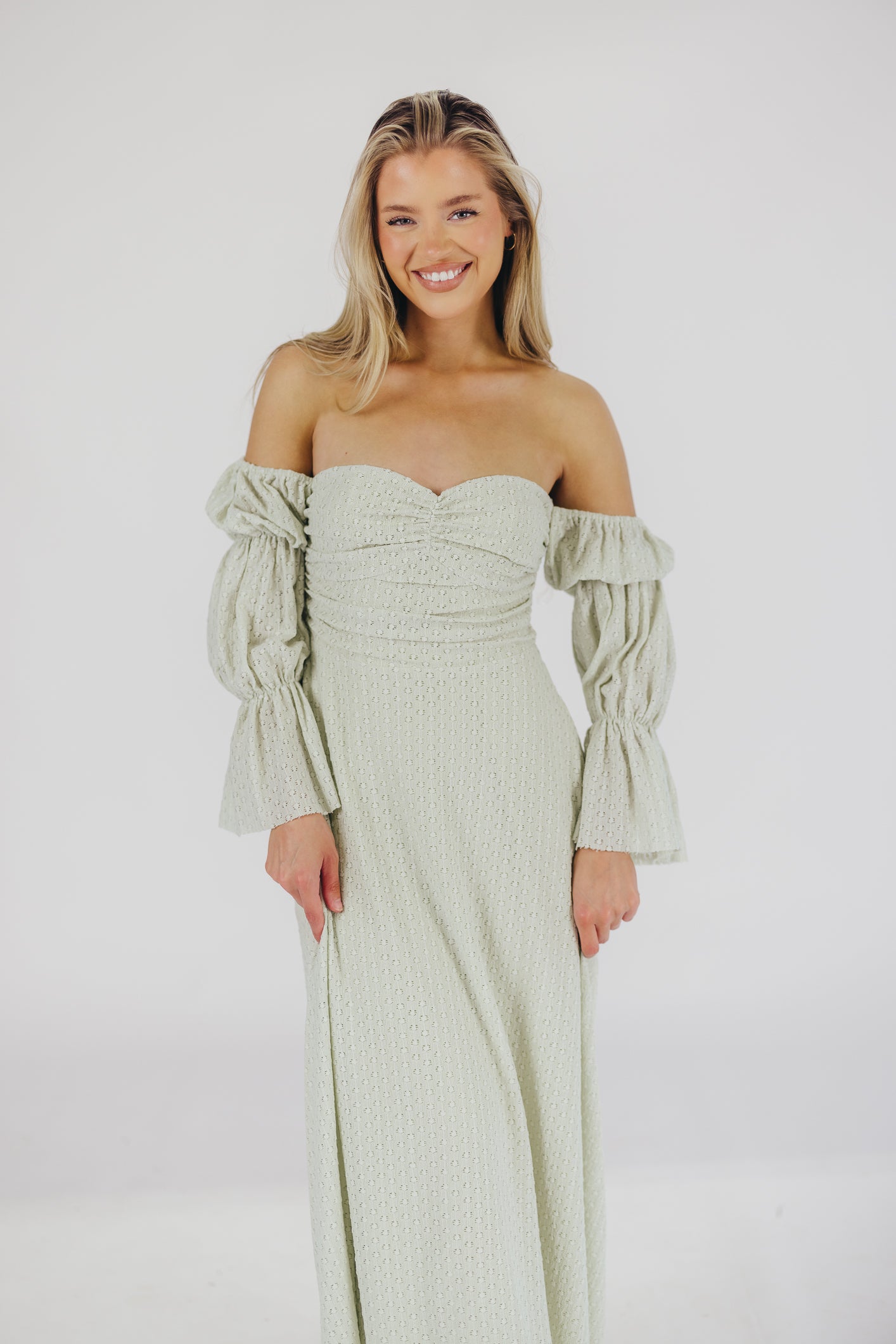 Corrine Tiered Sleeve Maxi Dress with Pockets - Bump Friendly Maternity Dress, Inclusive Sizing (S-3XL) in Refreshing Mint Green | Perfect for Baby Showers, Beach Vacations & Summer Weddings