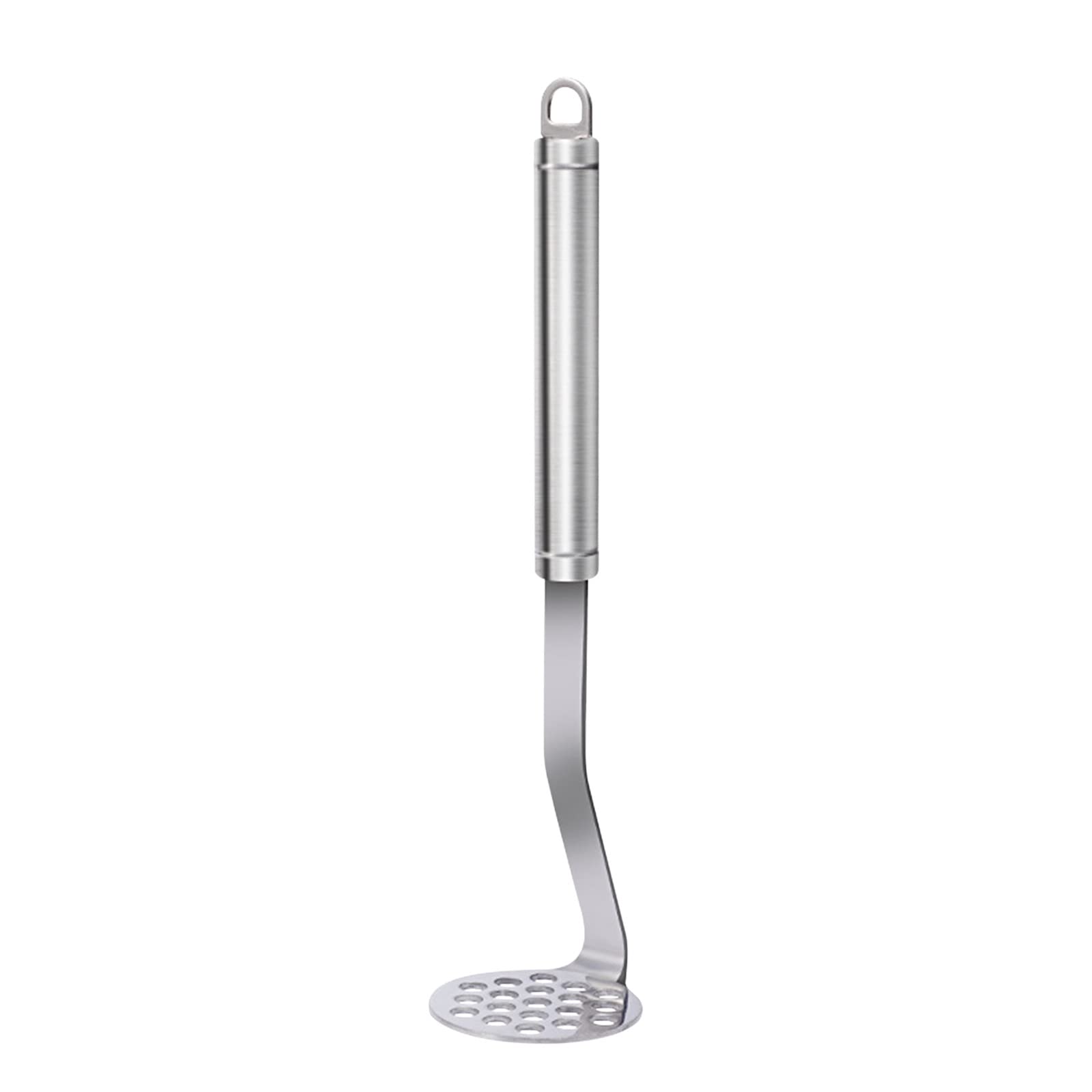 Stainless Steel Manual Potato Masher - Portable Hand Press for Mashing Potatoes, Vegetables & Fruits - Perfect for Making Mashed Potatoes, Baby Food & Smoothies - Essential Kitchen Gadget for Home Cooking & Meal Prep