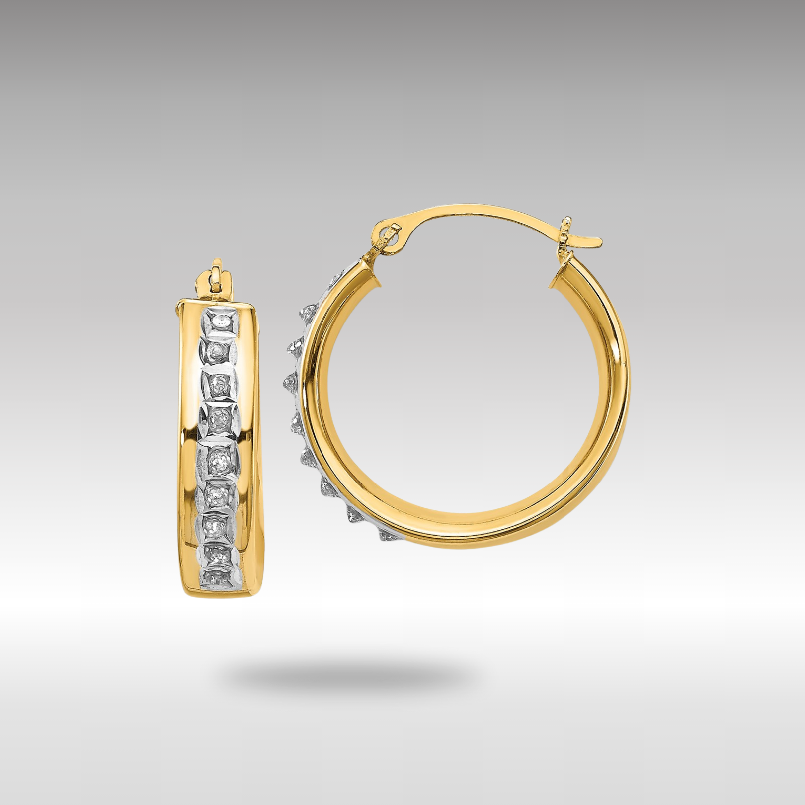 Gold Diamond Round Hoop Earrings DF143 – Elegant Jewelry for Women, Perfect for Parties, Weddings & Everyday Wear