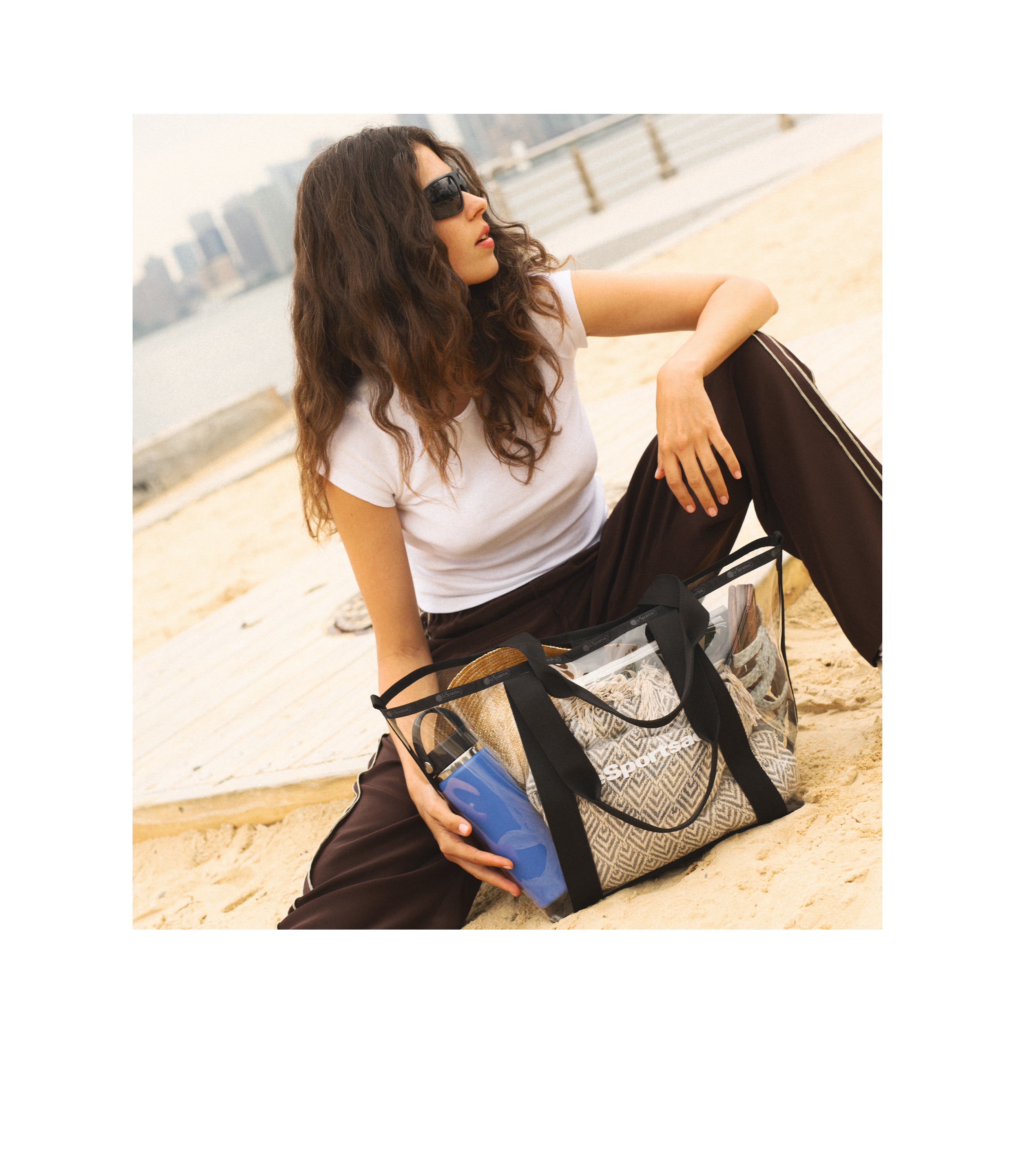 Stylish Clear East West Tote Bag - Trendy Transparent Handbag for Women - Perfect for Work, Travel, Shopping & Beach Outings