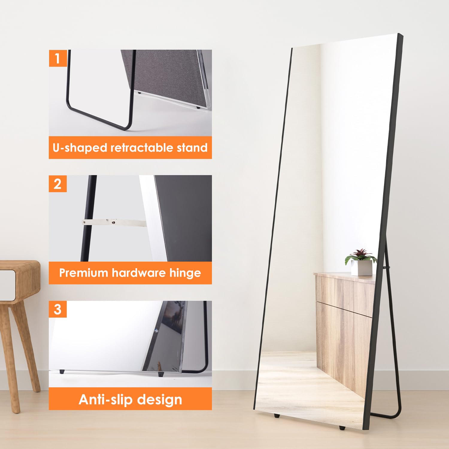 Brisafe 71x24 Inch Full Length Floor Mirror with Stand - Shatterproof Glassless Design & Aluminum Alloy Frame - Gold Full Body Mirror for Living Room, Bedroom, Dressing Room | Perfect for Home Decor, Outfit Checks & Selfie Background
