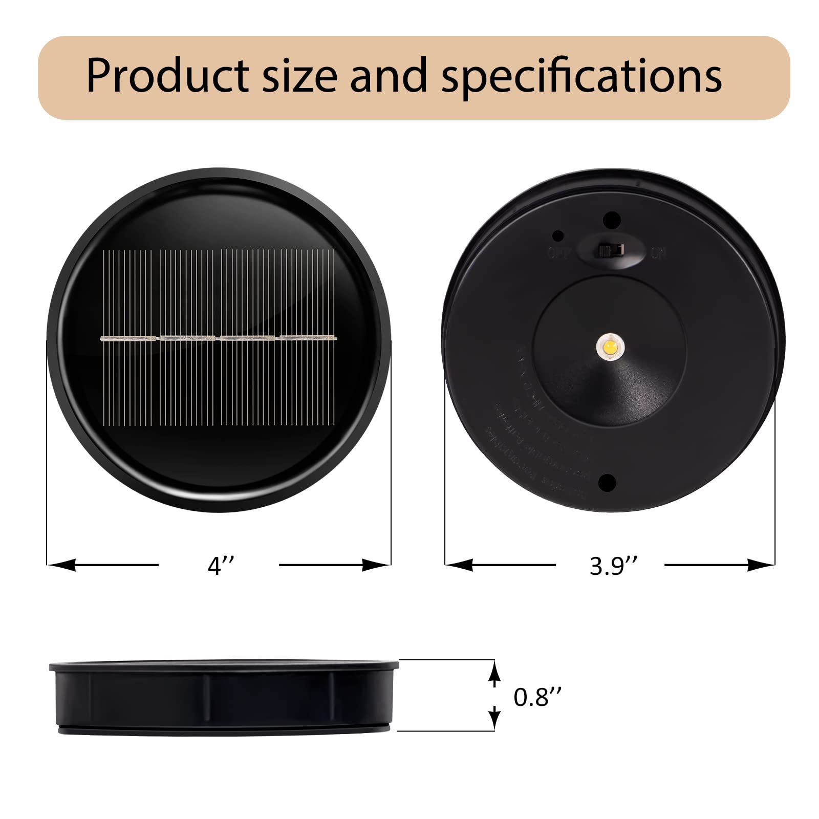 2 Pack Solar Panel Tops for Outdoor Lights - DIY Replacement for Garden & Patio