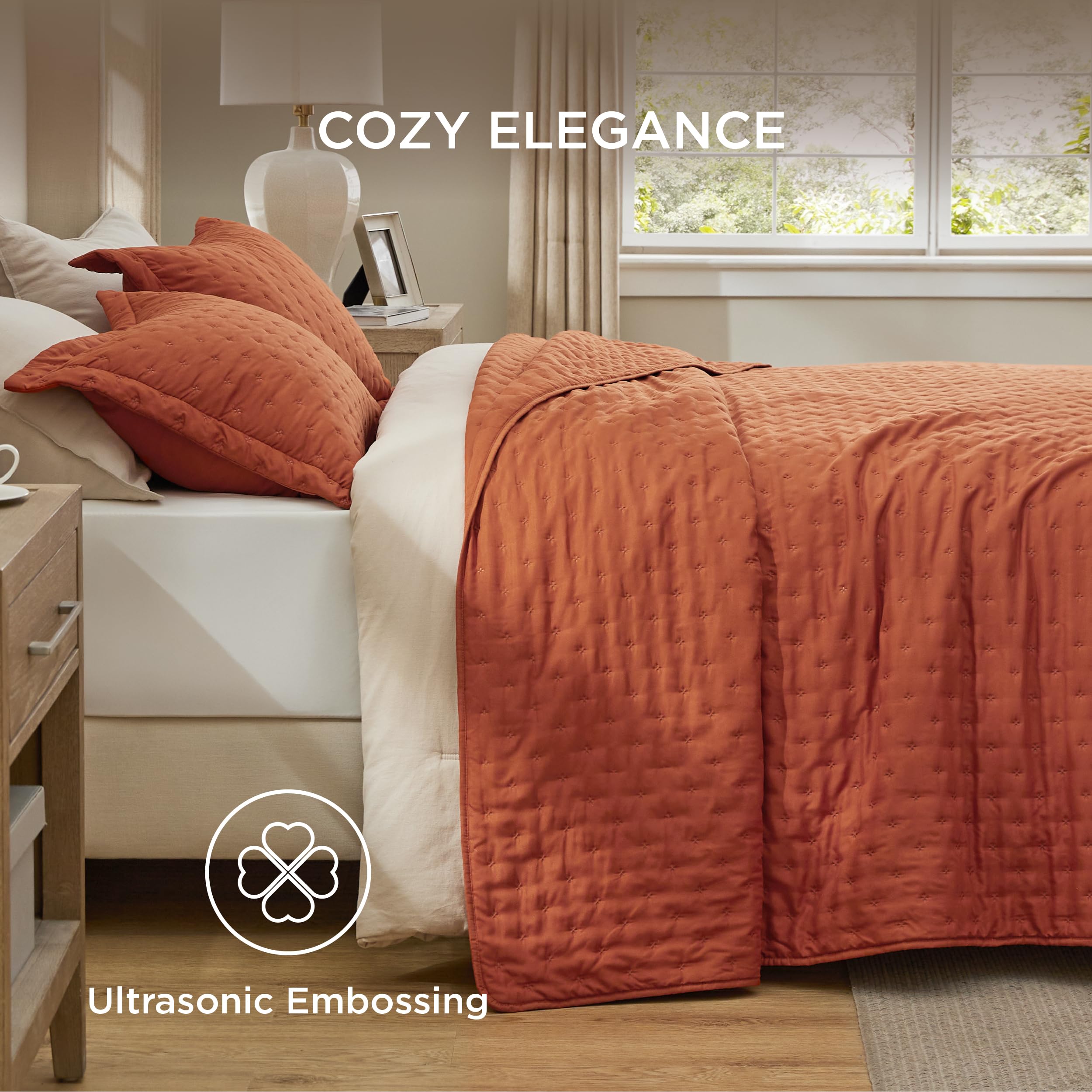 Bedsure Boho King Quilt Set - Ultra Soft Lightweight All-Season Comforter with 2 Pillow Shams, 106x96 Inch Red Orange Bedspread Coverlet for Bohemian Bedroom Decor | Perfect for Summer, Guest Rooms & Cozy Home Styling