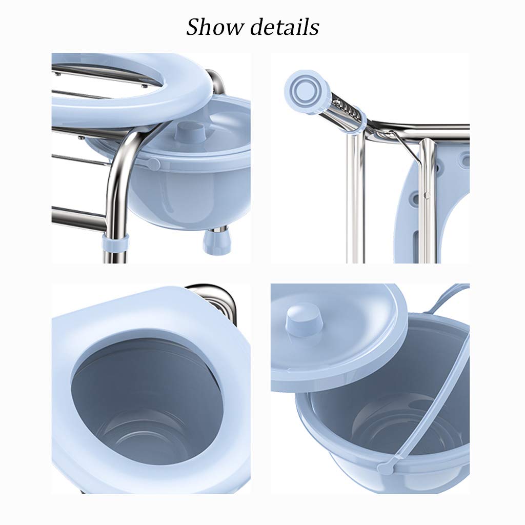 Lightweight Adjustable Bedside Commode Chair with Non-Slip Leg Pads & Removable Bucket - Bariatric Toilet Seat & Shower Bench for Elderly & Disabled - Ideal for Home Care, Post-Surgery Recovery & Mobility Assistance