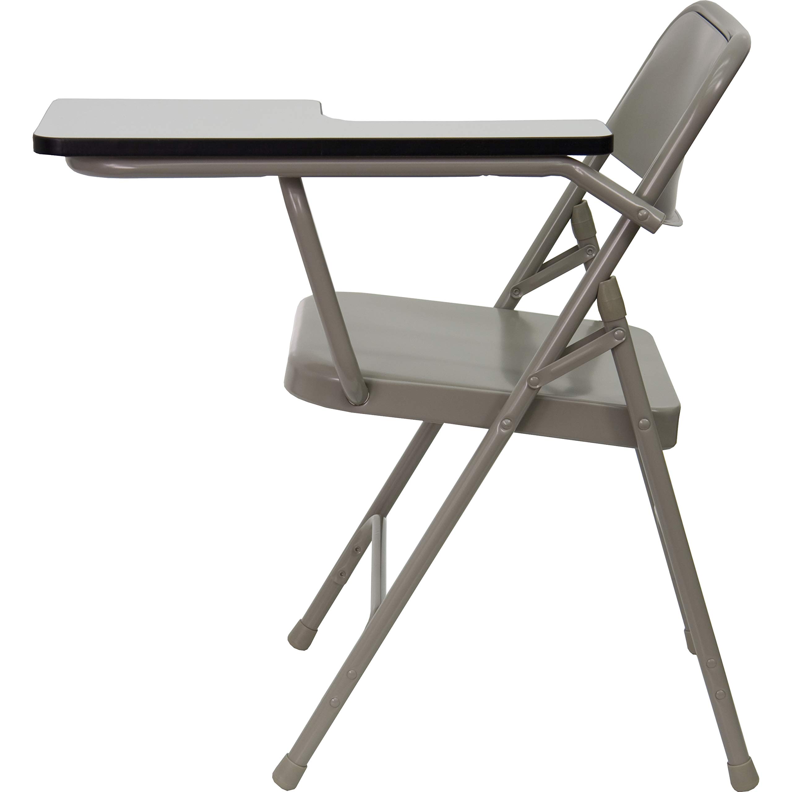 2 Pack Premium Steel Beige Folding Chair with Left-Handed Tablet Arm - Heavy Duty Event Chairs for Weddings, Conferences & Outdoor Gatherings