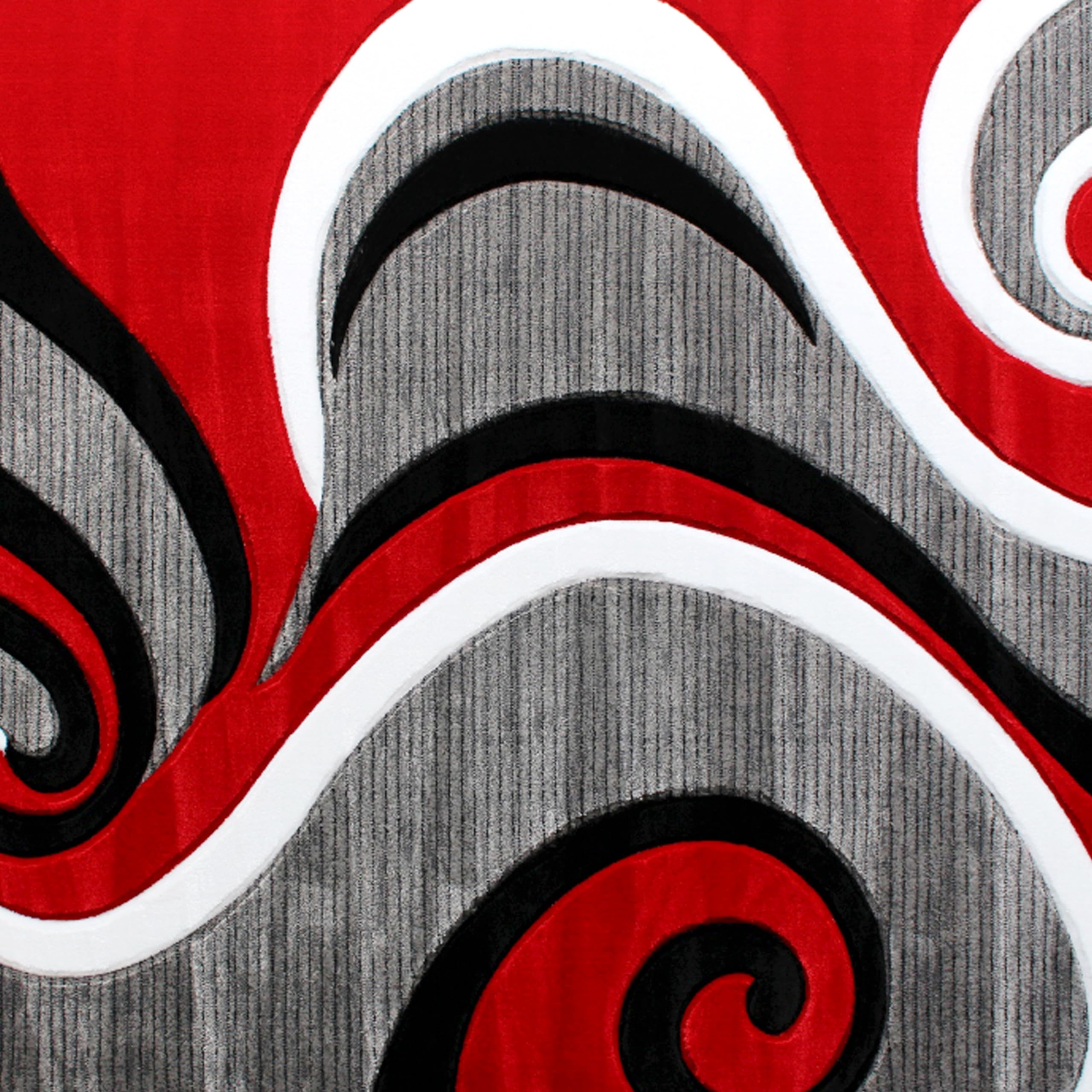 5' x 7' Red Abstract Area Rug - Soft Olefin Rug with Non-Slip Jute Backing - Perfect for Hallway, Entryway, Bedroom or Living Room - Adds Modern Style to Any Home Decor