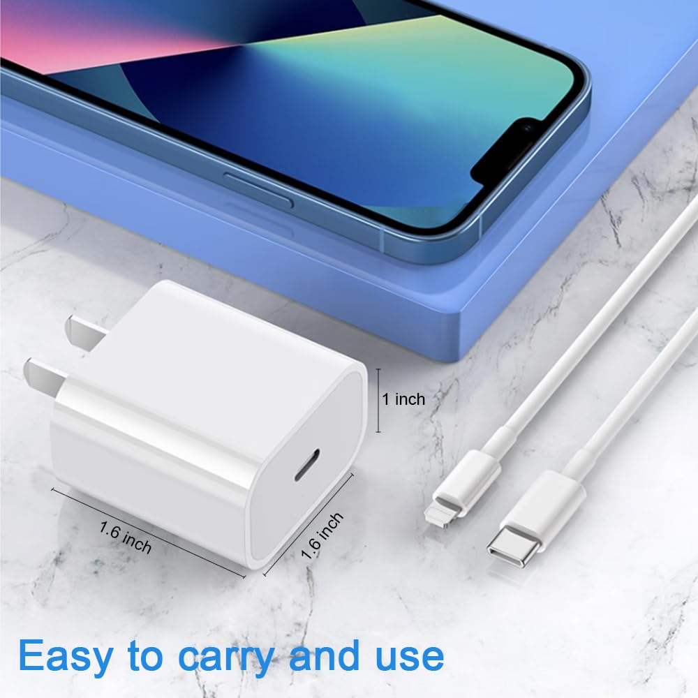 Orrkila MFi Certified 20W USB C Fast Charger with Cable - 2 Pack, PD Wall Charger for iPhone 14/13/12/11/X/Pro/Pro Max, iPad & AirPods | Perfect for Home, Office & Travel Charging