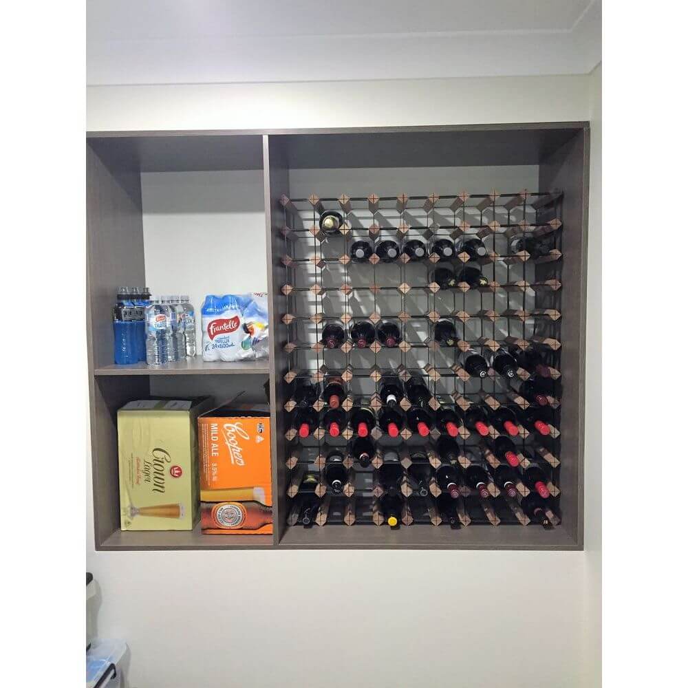 32-Pocket Mahogany Wine Rack for Home Bar - Vino Stack Wine Bottle Organizer for Kitchen, Dining Room & Wine Cellar Storage