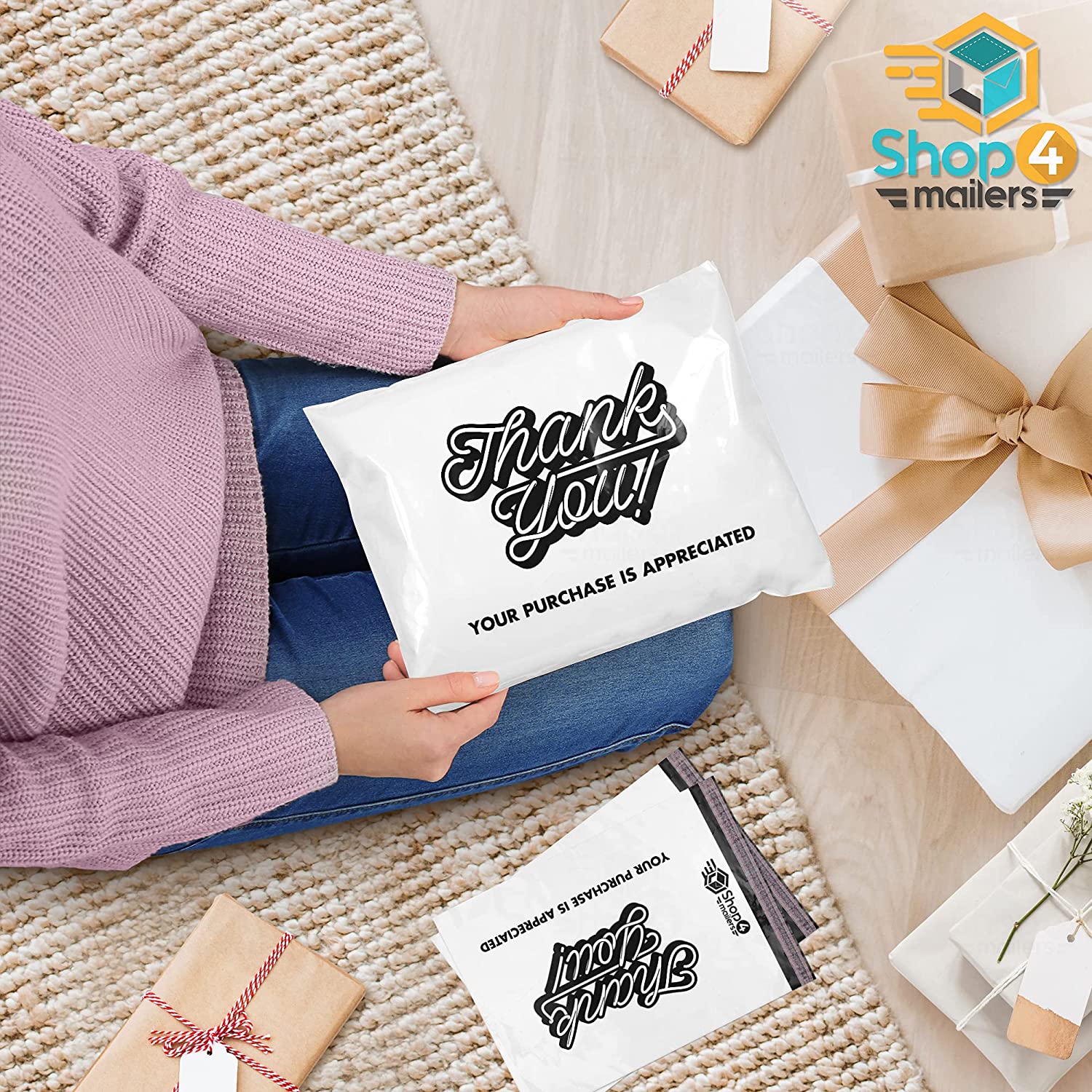 10 x 13 Inch Thank You Poly Mailer Envelopes - 2 Mil Thick Waterproof Shipping Bags | Bulk Pack of 10 | Perfect for Ecommerce, Subscription Boxes & Small Business Shipping