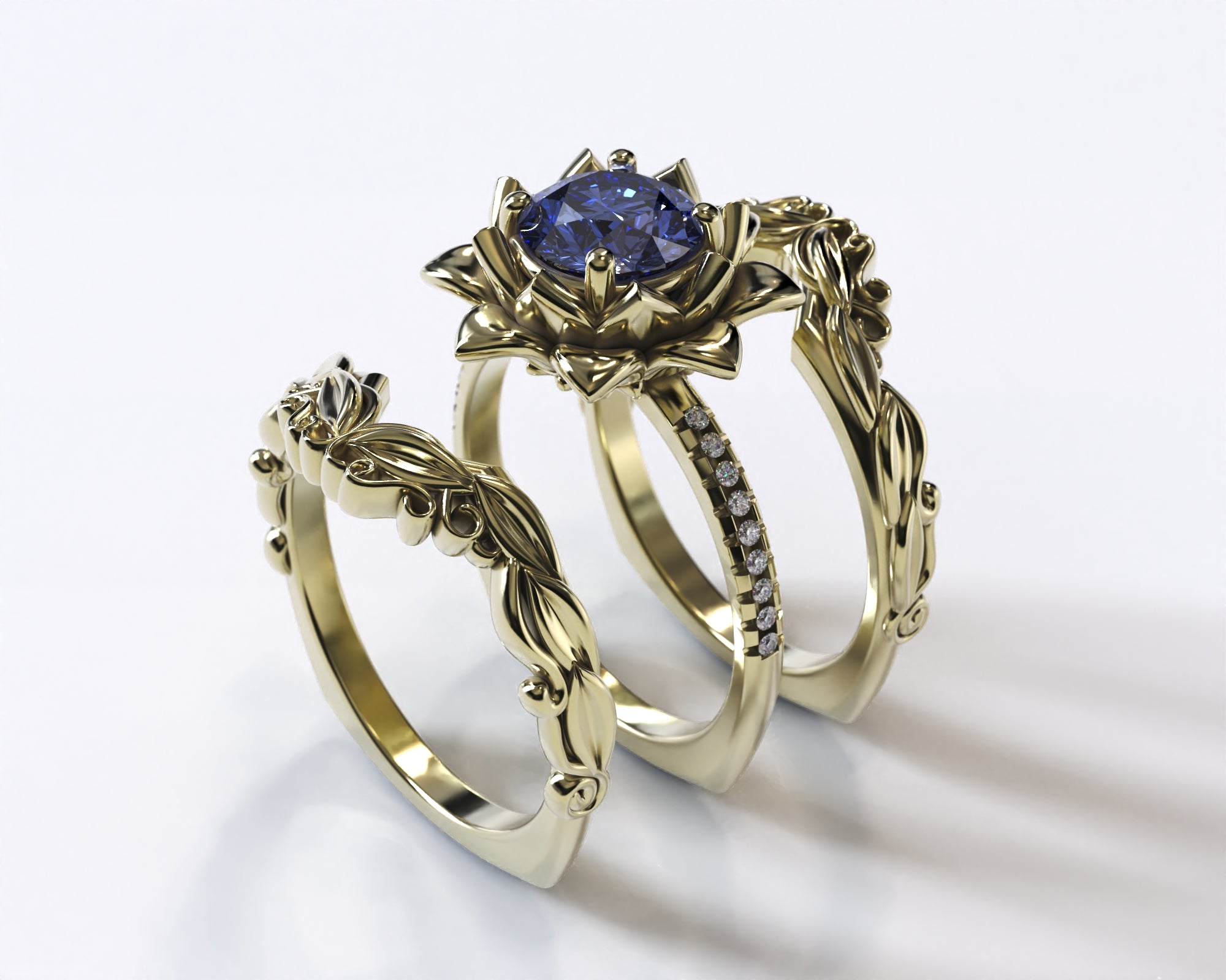 Exquisite Tanzanite Wedding Ring Set for Women – Elegant Floral Design, Perfect for Engagement, Anniversary & Bridal Jewelry Gifts