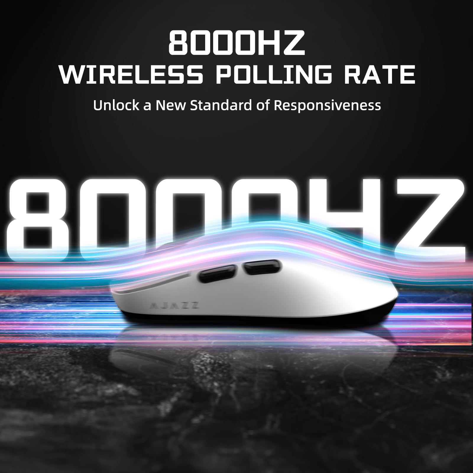 Attack Shark Ajazz AJ159APEX Gaming Mouse - 42K DPI, 8KHz Wireless, RGB Charging Dock with Color Display, 56g Ultra-Lightweight (2.4G/BT/Wired) for PC/Mac - White | Perfect for FPS, MOBA & Esports Gaming
