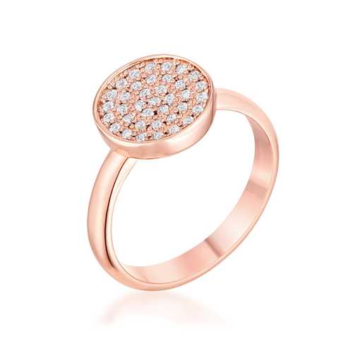 0.2ct Cubic Zirconia Rose Gold Plated Pave Circle Ring for Women - Elegant Wedding, Engagement, Anniversary Gift Idea