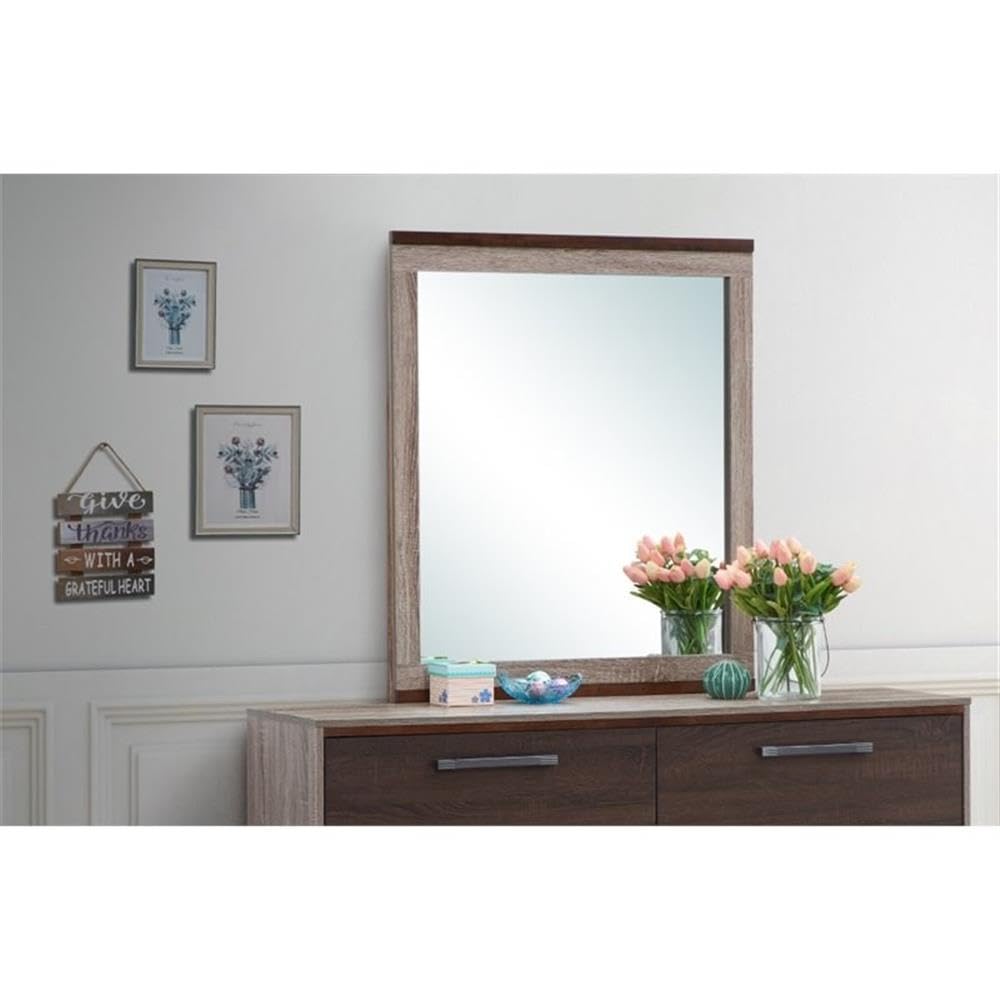 Glory Furniture Magnolia Wood Veneer Full-Length Bedroom Mirror - Gray & Brown Finish | Elegant Wall Mirror for Bedroom Decor, Dressing Area & Entryway