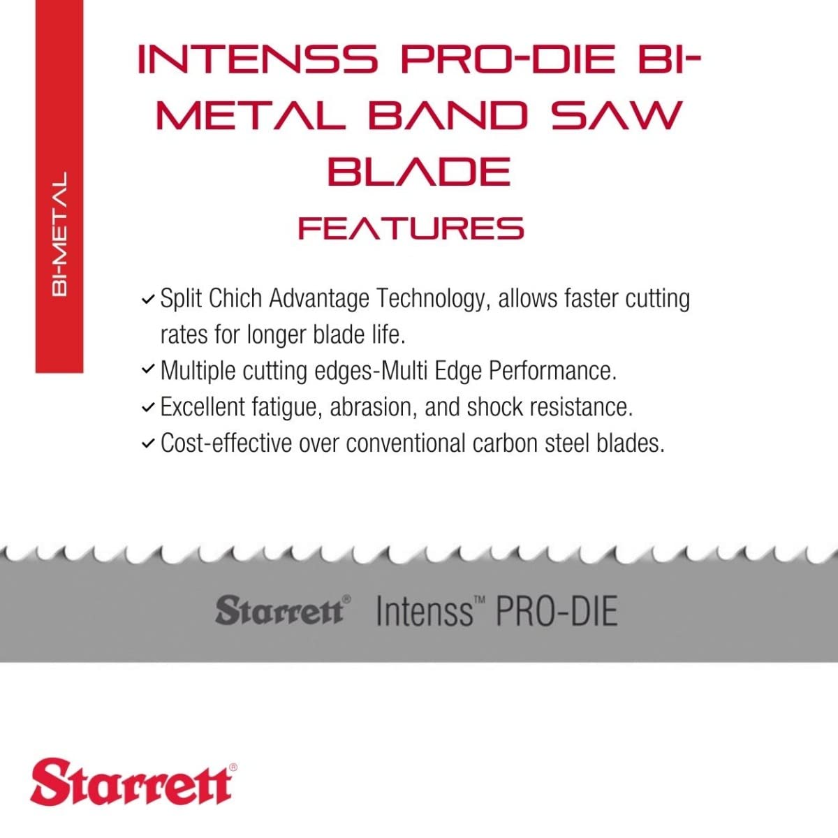 Starrett 99186-09-03 Intenss Pro-Die Bimetal Band Saw Blade - 1/2