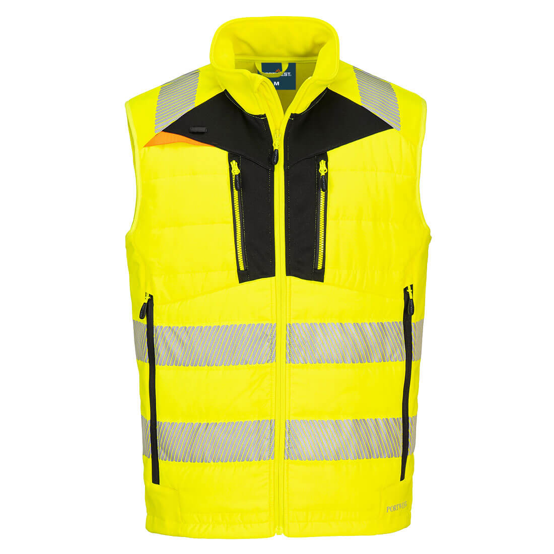 Portwest DX479 DX4 High Visibility Softshell Bodywarmer - Reflective Safety Vest for Construction, Road Work & Outdoor Activities