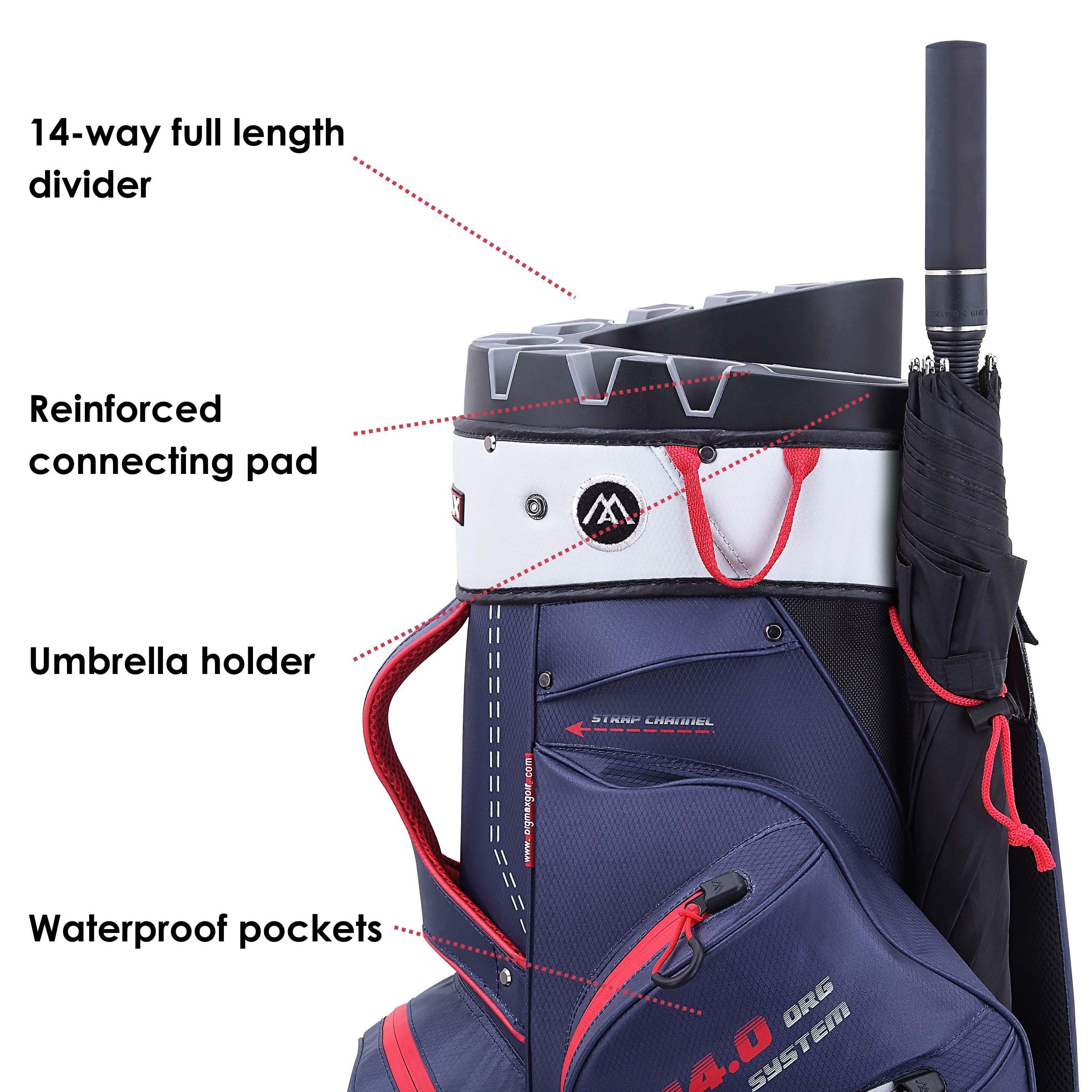 Big Max Dri Lite Silencio 2 - Waterproof Golf Cart Bag with 14-Way Club Divider, Waterproof Zipper Pockets & Built-In Cooler | Premium Golf Accessories for Tournaments & Practice Rounds