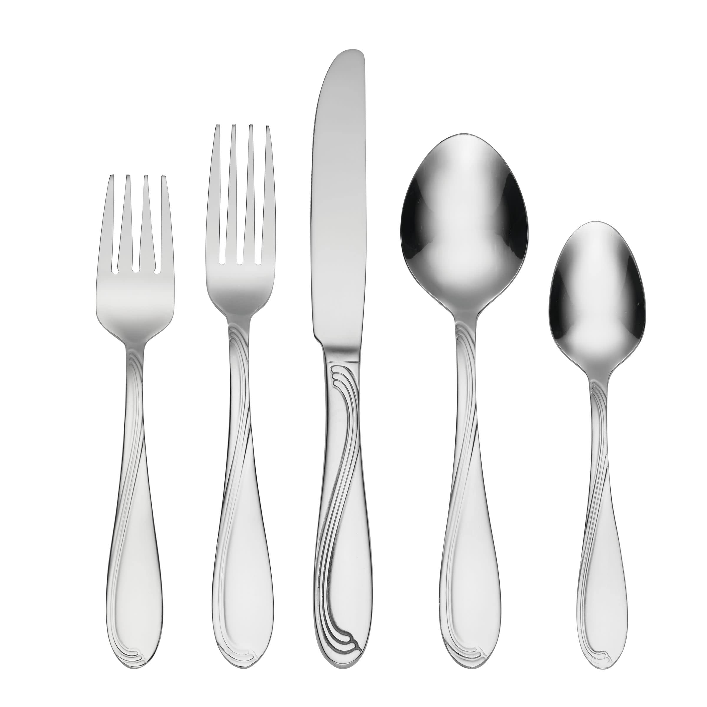 Oneida Cresta 90-Piece Everyday Flatware Set - 18/10 Stainless Steel, 9.40 LB, Mirror Polished Metallic Finish - Perfect for Dining, Entertaining & Wedding Registry