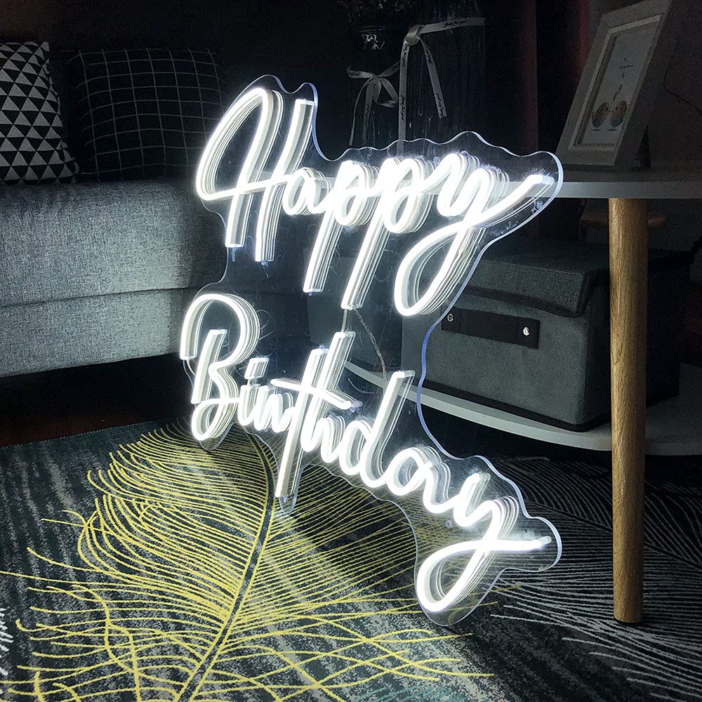 Happy Birthday Neon Sign - Dimmable LED Wall Decor for Bedroom, Home Party, Girls Gift (24x13 Inches) | Perfect for Birthday Celebrations, Room Decor & Special Occasions