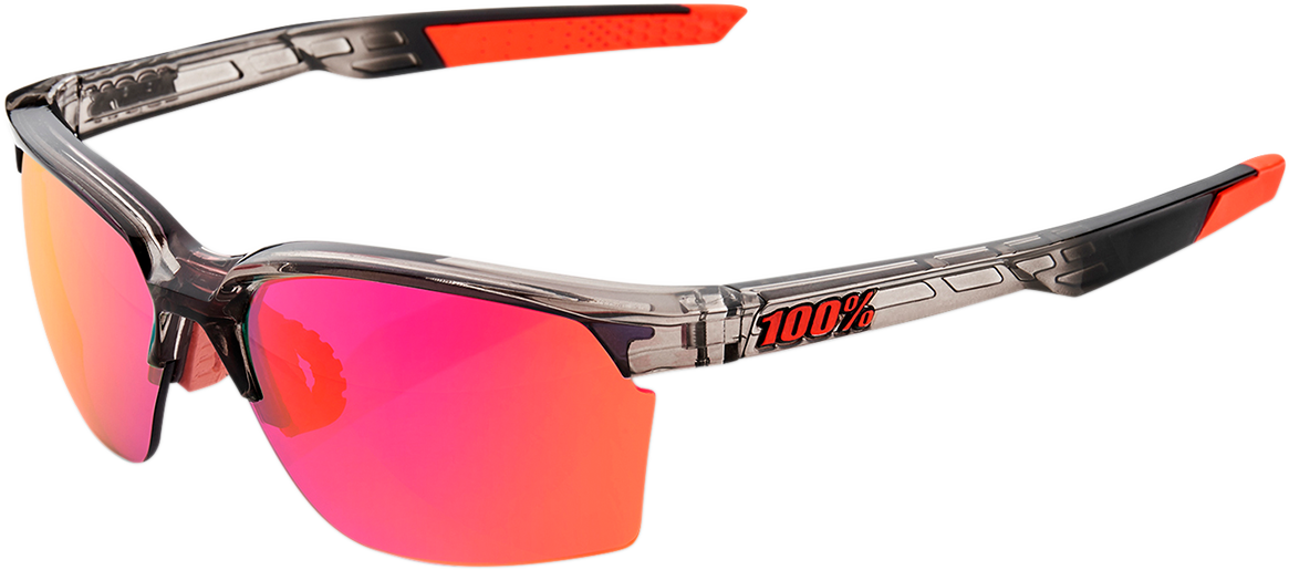 100% Sportcoupe Sunglasses - Smoke Lens with Purple Mirror Coating (Model 61020 253 72) - Perfect for Running, Cycling & Outdoor Sports