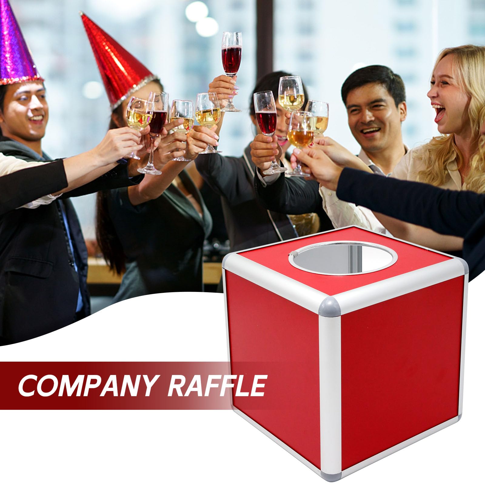 20x20x20cm Multifunctional Raffle Box - Lottery Ball Game Box, Storage Ticket Container, Bonus Draw Box for Business Events, Annual Meetings & Fundraising Supplies - Perfect for Prize Draws, Office Games & Party Activities