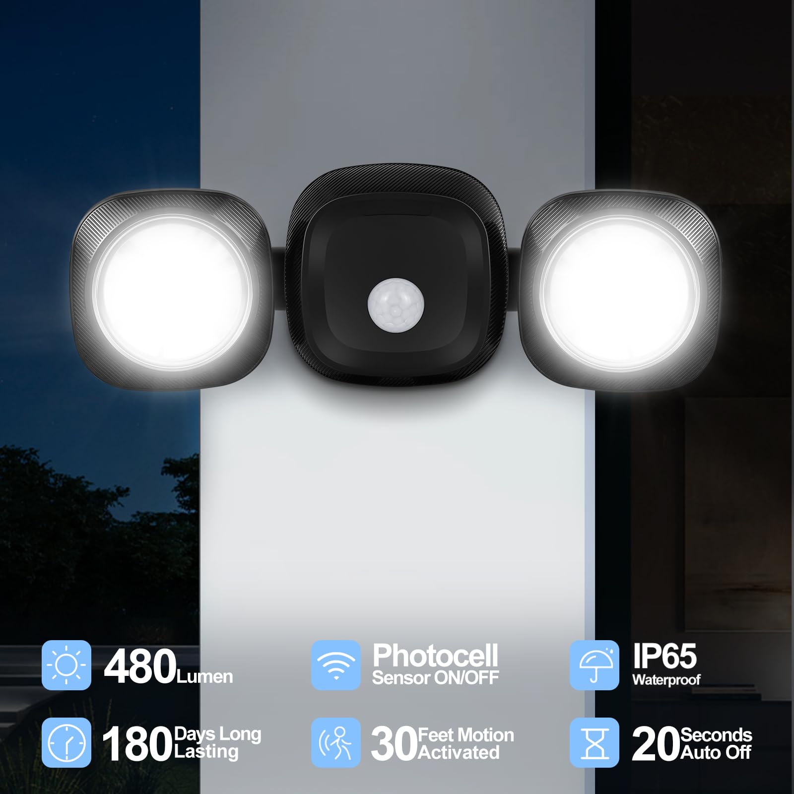 TOOWELL Wireless Battery Powered LED Flood Lights with Remote & Motion Sensor - IP65 Waterproof Outdoor Security Lighting for Garage, Backyard, Patio, Garden, Porch, Stairs (Perfect for Nighttime Safety & Landscape Illumination)