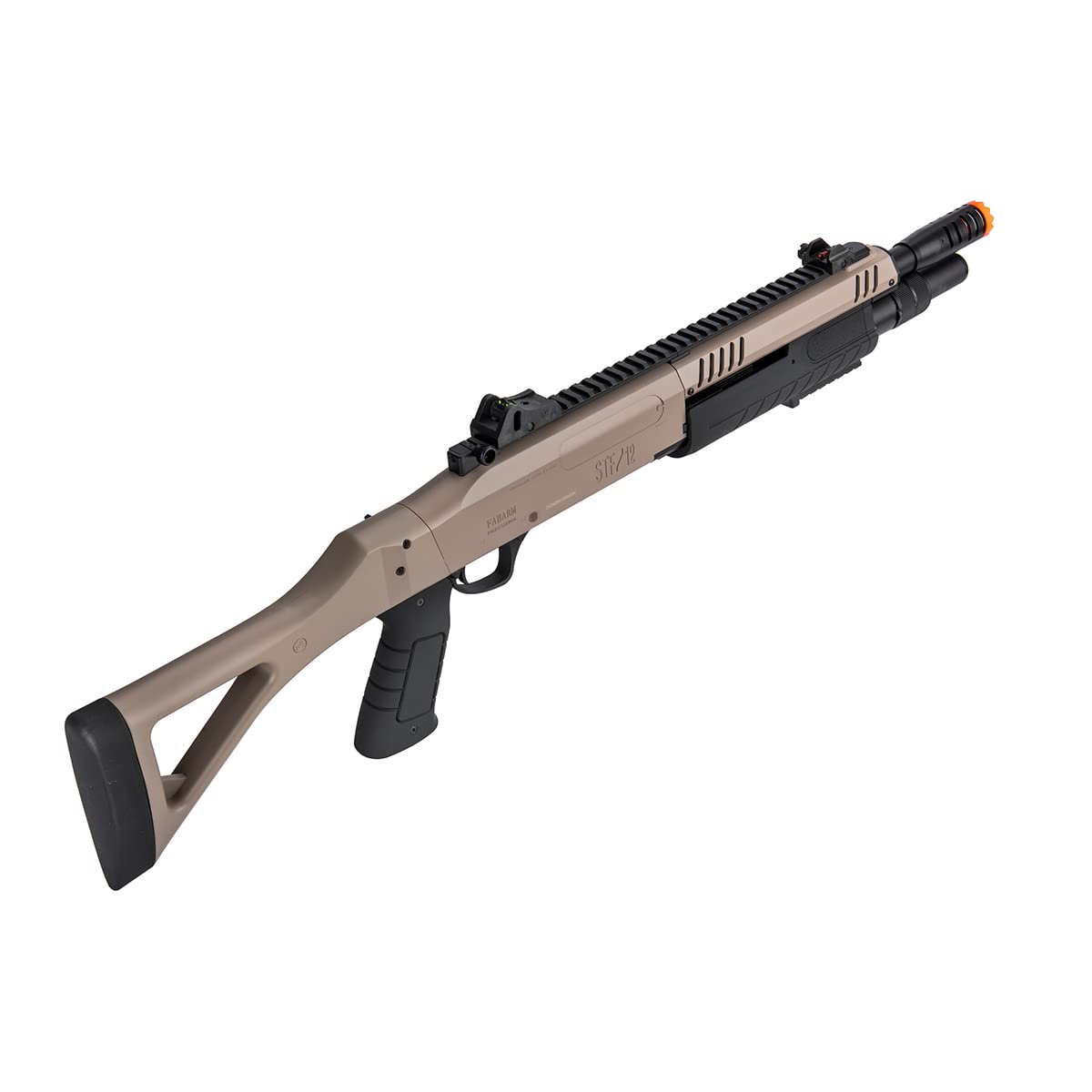 High FPS Tri-Shot 11'' Airsoft Shotgun | Pump Action BO Manufacture FABARM STF with Fixed Stock | Includes 2 Shells | Perfect for Tactical Training, Airsoft Battles & Outdoor Shooting Games