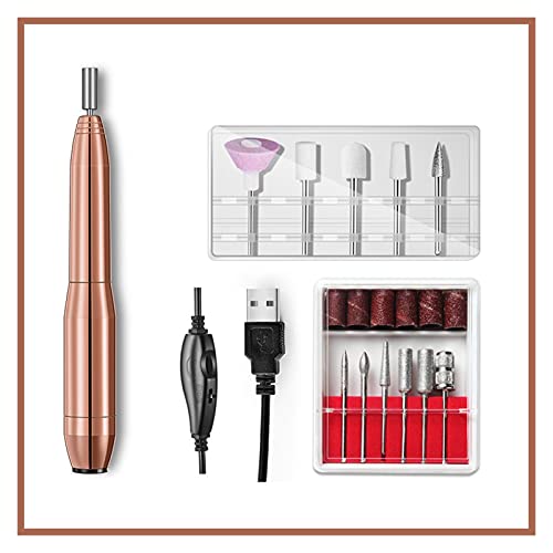 Professional Portable Electric Nail Drill Kit - USB Powered Manicure & Pedicure Machine with Nail File & Gel Remover Tools (Gold) - Perfect for Home Salon, Nail Art & Professional Nail Care
