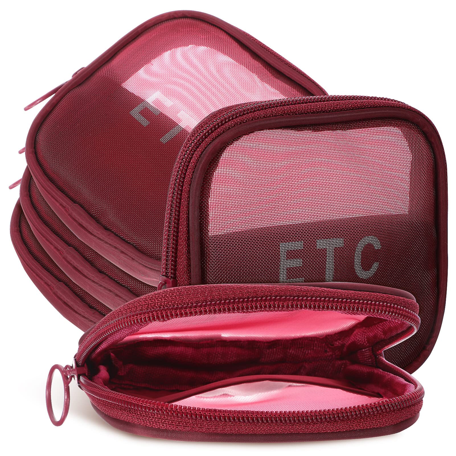 EXCLUZO 5-Piece Mesh Makeup Organizer Set - Breathable Travel Toiletry Bags with Zipper, Portable Cosmetic Storage Pouches for Women - Perfect for Home, Office, Gym & Vacation Essentials Organization