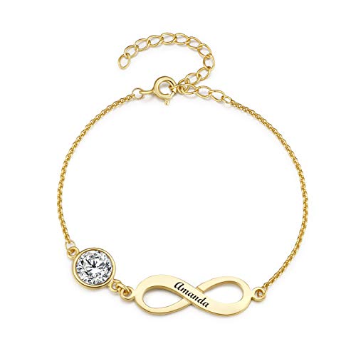 RESVIVI Personalized Infinity Bracelet with Simulated Birthstone - Adjustable Chain Bracelet for Women - Meaningful Gift for Mom, Wife, Daughter - Perfect for Birthday, Anniversary, Mother's Day & Everyday Wear