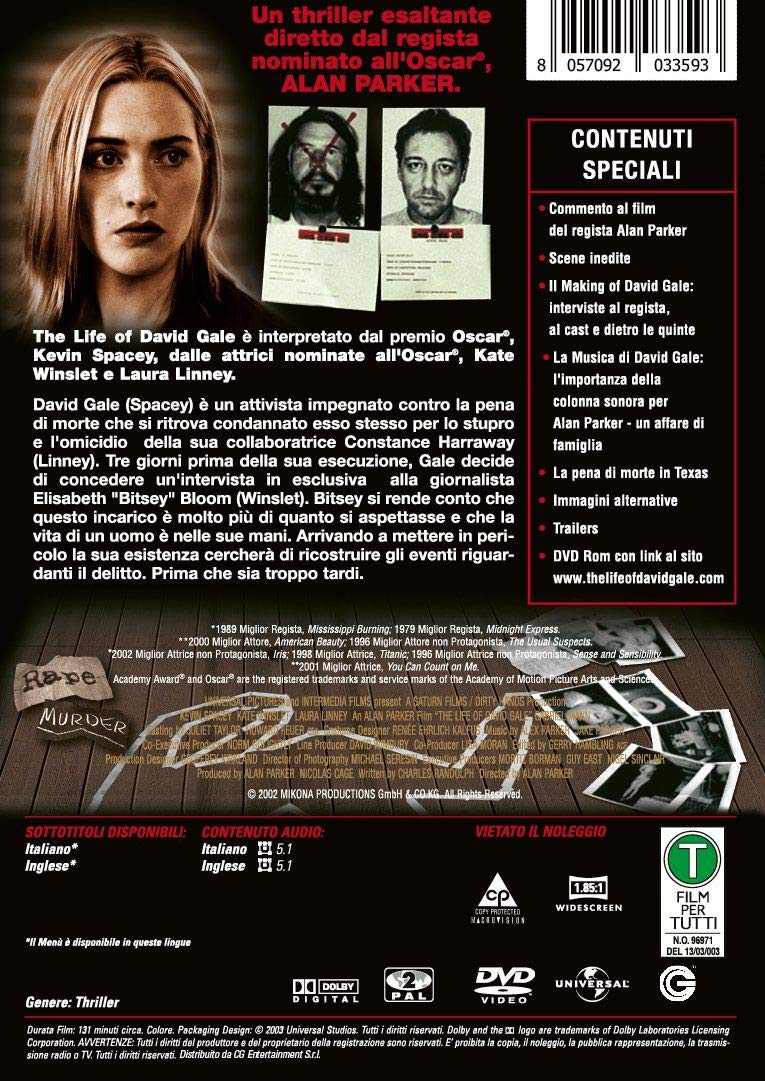 The Life of David Gale DVD - Award-Winning Drama Film - Perfect for Movie Nights & Film Enthusiasts
