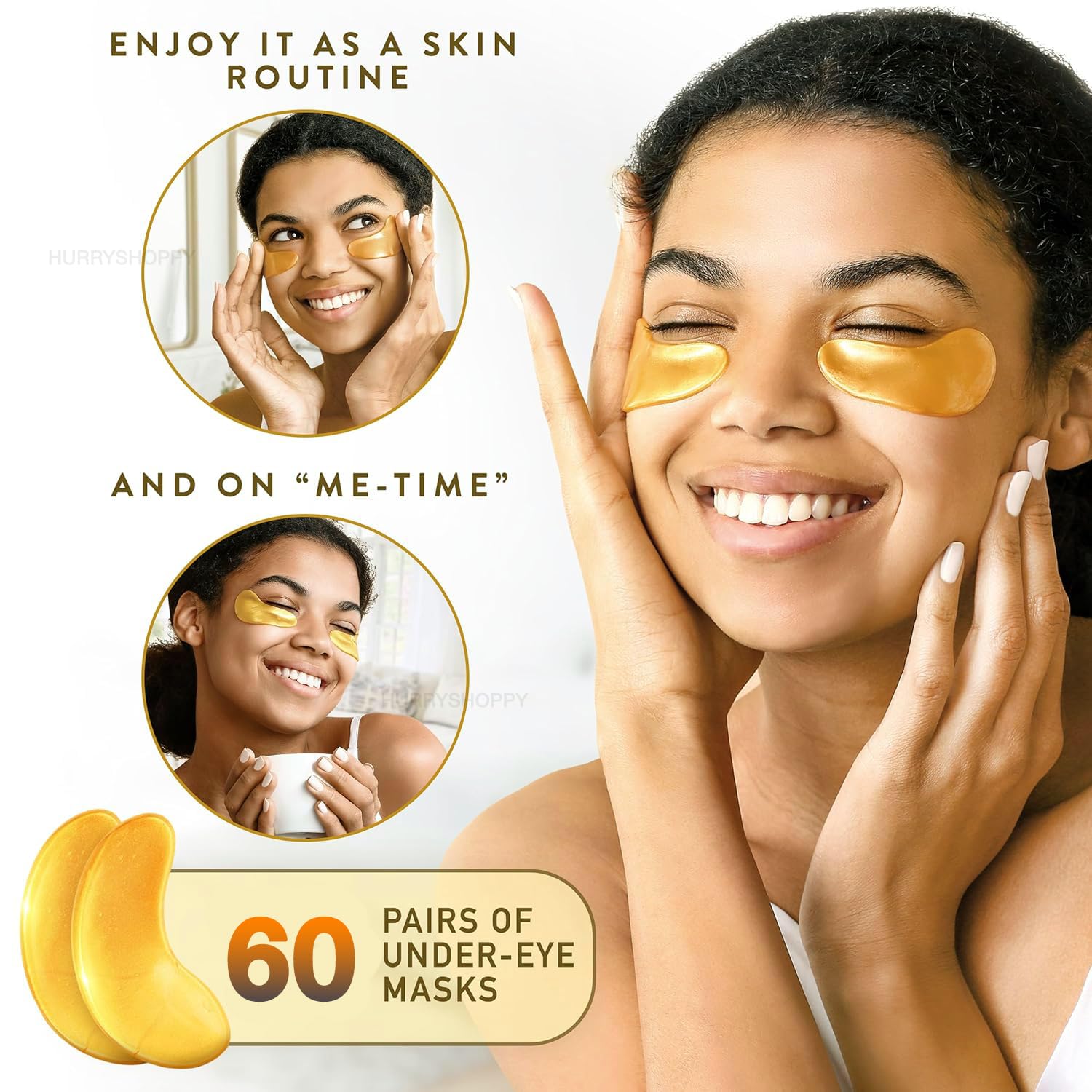 24K Gold Under Eye Cooling Gel Pads for Dark Circles & Puffiness Removal - Brightening & Wrinkle Reducing Eye Patches for Men & Women - Perfect for Nighttime Skincare & Morning Refresh