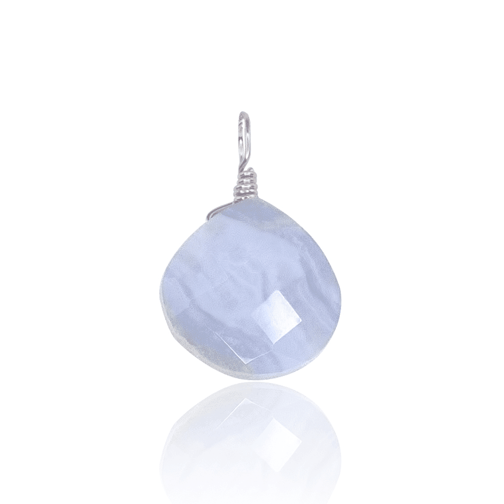 Tiny Blue Lace Agate Teardrop Pendant Necklace - Natural Gemstone Jewelry for Women, Elegant Gift for Birthday & Anniversary - Perfect for Everyday Wear & Special Occasions