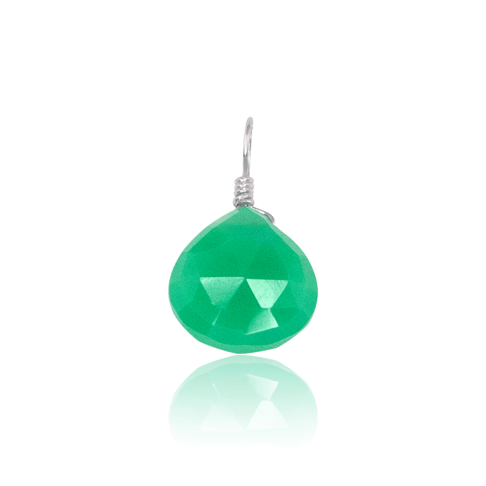 Natural Tiny Chrysoprase Teardrop Gemstone Pendant Necklace - Elegant Green Stone Jewelry for Women, Perfect for Daily Wear & Special Occasions