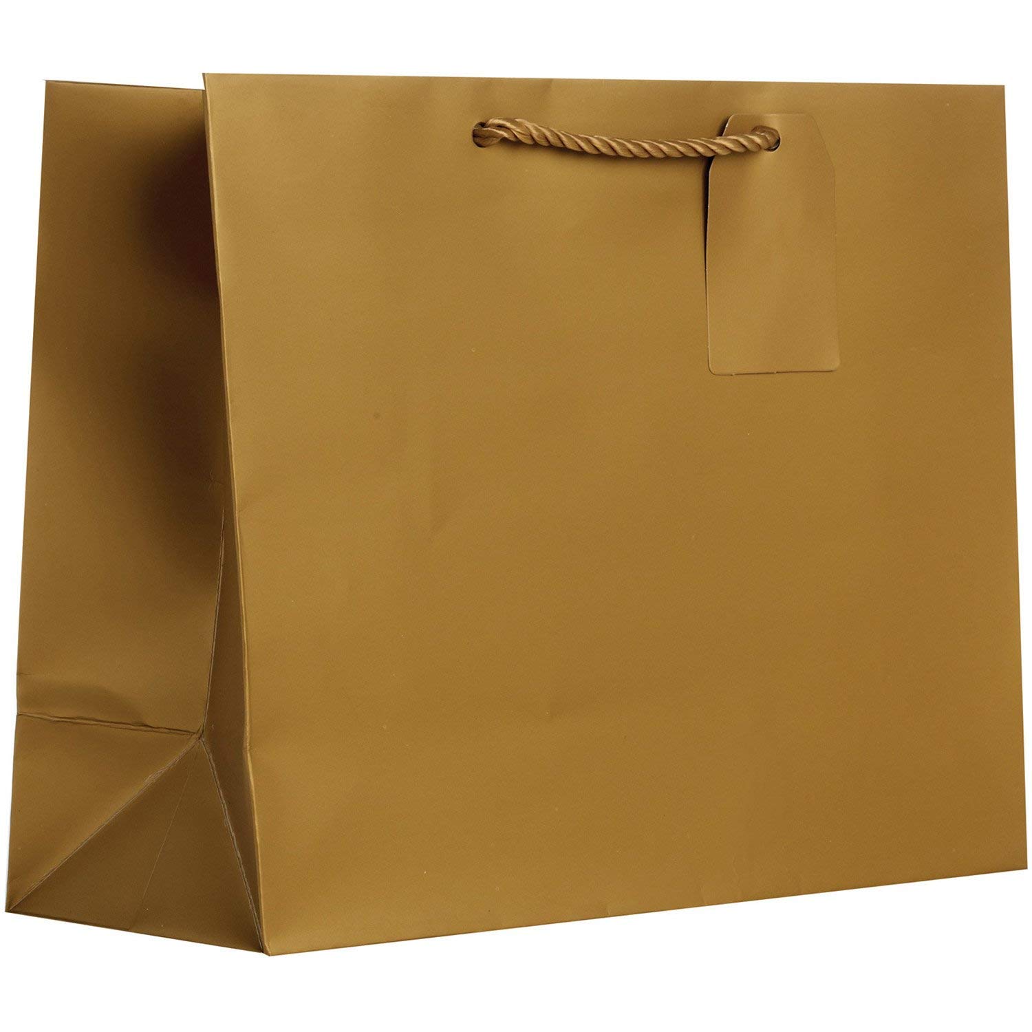Jillson Roberts Large Matte Metallic Gold Gift Bags - 12 Pack Bulk for Party Favors, Wedding Decorations & Holiday Gifting