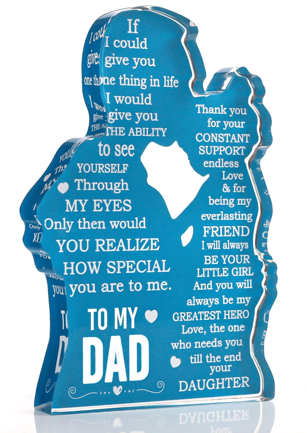 Personalized Acrylic Plaque Sign for Dad - Heartfelt Christmas, Birthday & Father's Day Gift Ideas from Daughter - Best Present for New Dad, Bonus Dad, Stepdad & Best Dad Ever - Perfect Office Desk Decor & Sentimental Keepsake